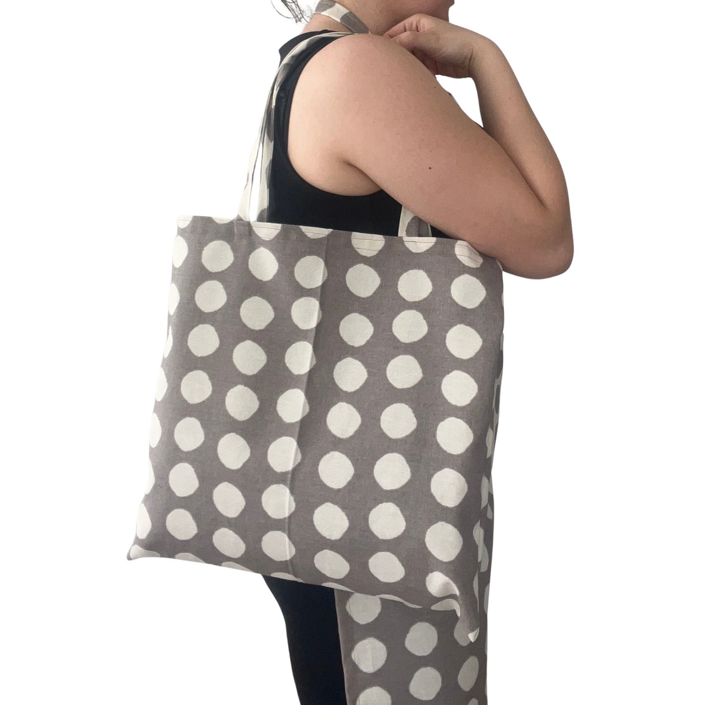 Handmade Polka Dot Apron – Optional Matching Bread Bag / Shopping Tote | Water-Repellent