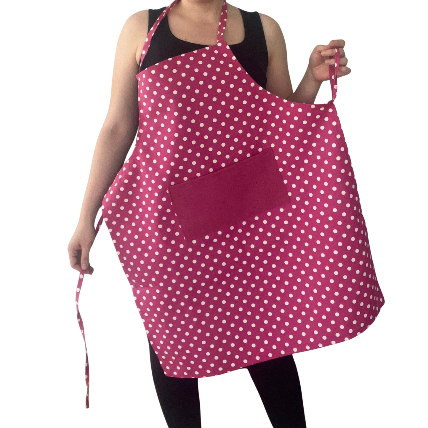Handmade Polka Dot Apron – Red or Pink | Water-Repellent & Stain-Resistant
