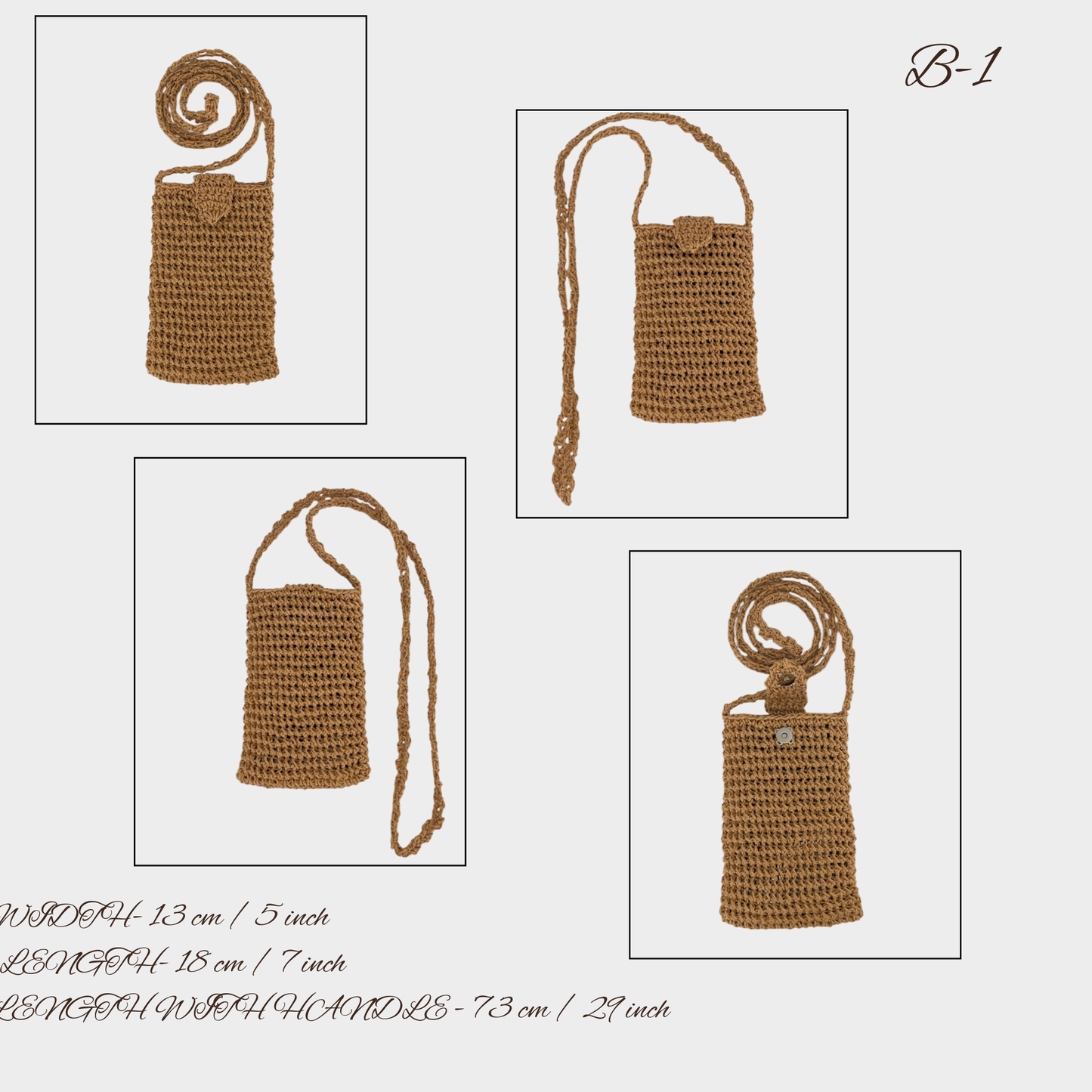 Handmade Crochet Raffia Phone Bag – Natural Straw Crossbody Purse, Small Summer Bag for Phone & Essentials, Boho Festival Bag