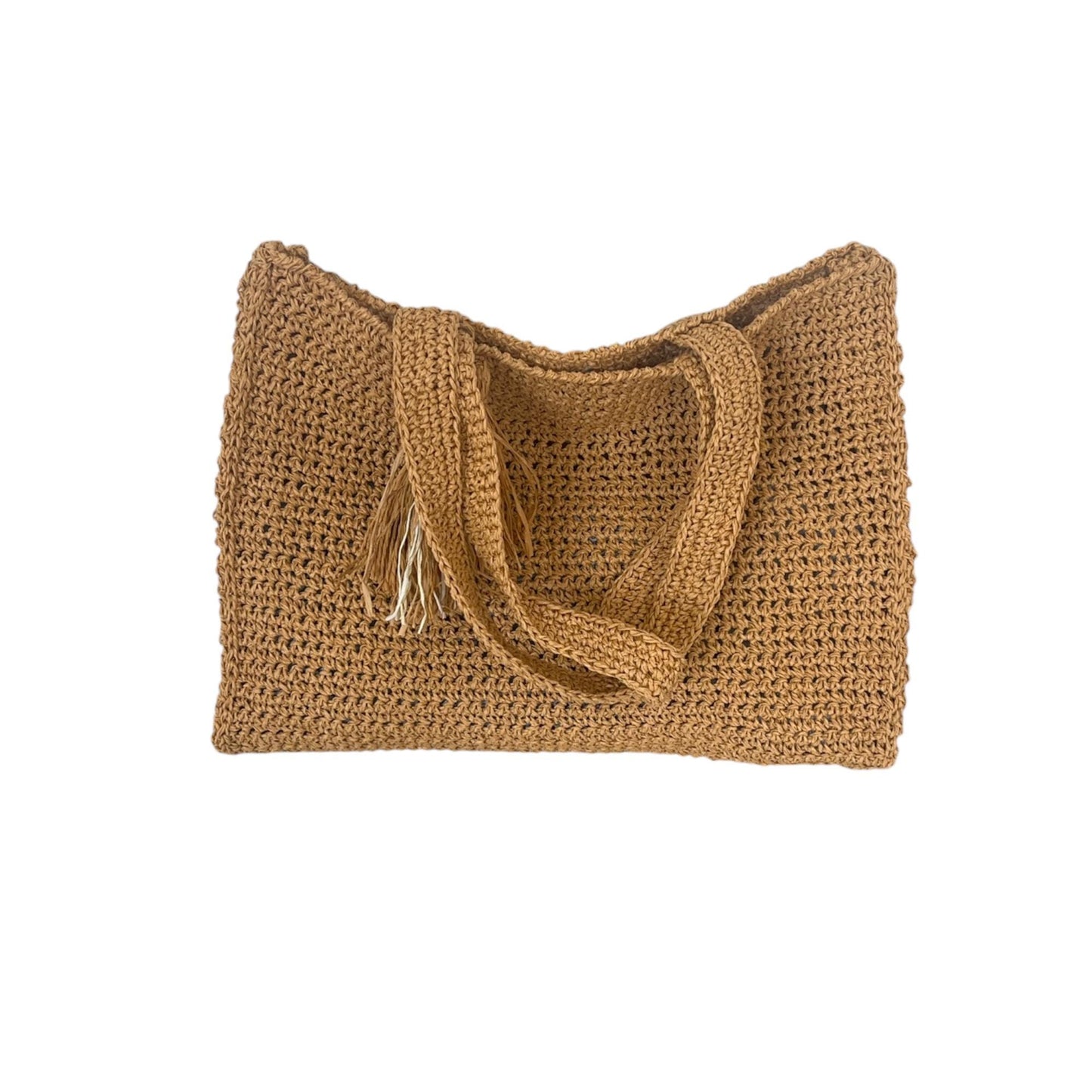Handmade Crochet Mesh Tote Bag – Natural Straw Color, Summer Beach Bag, Eco-Friendly Market Bag
