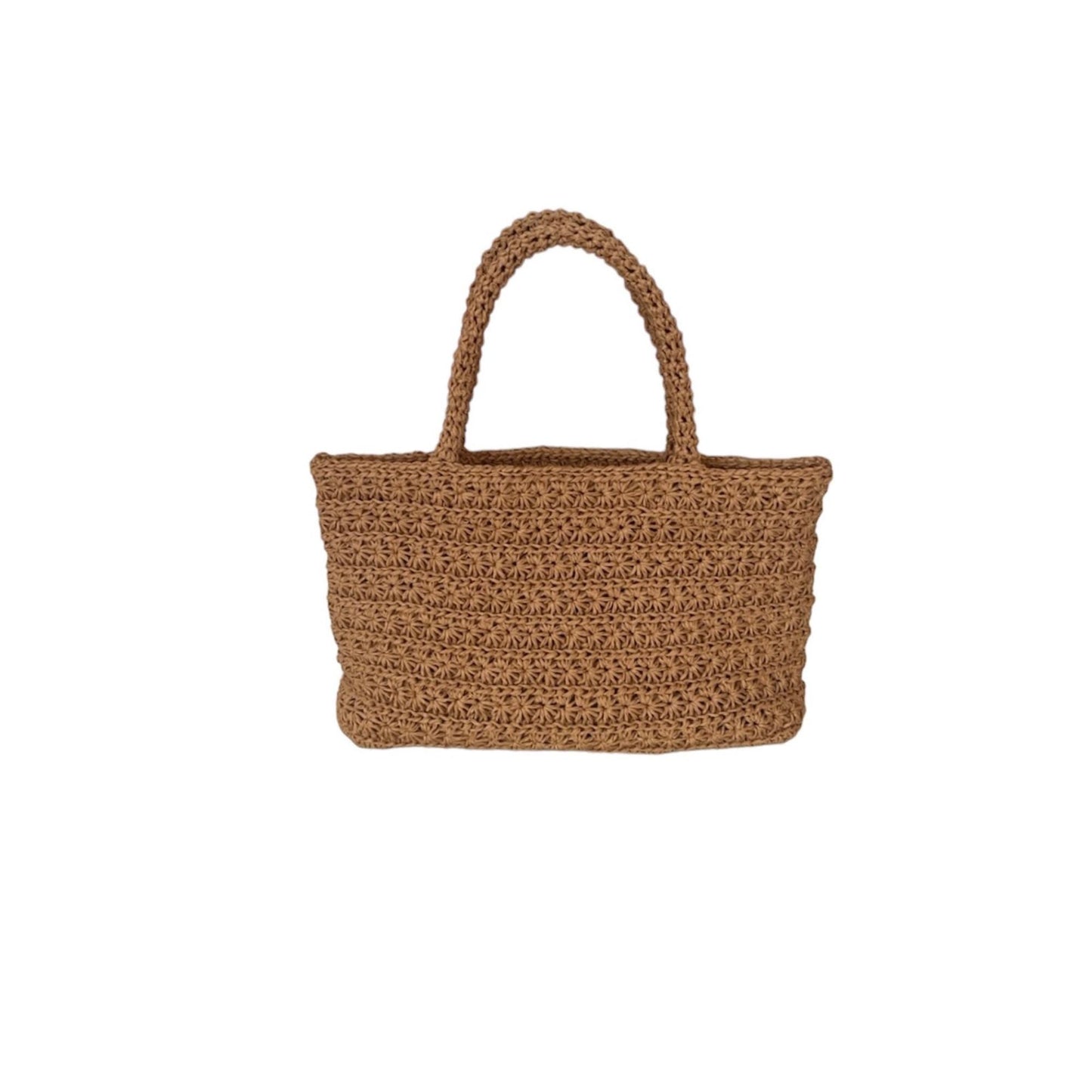 Handcrafted Crochet Tote Bag – Medium Size Summer Shoulder Bag – Natural Raffia Yarn – Boho Beach Style