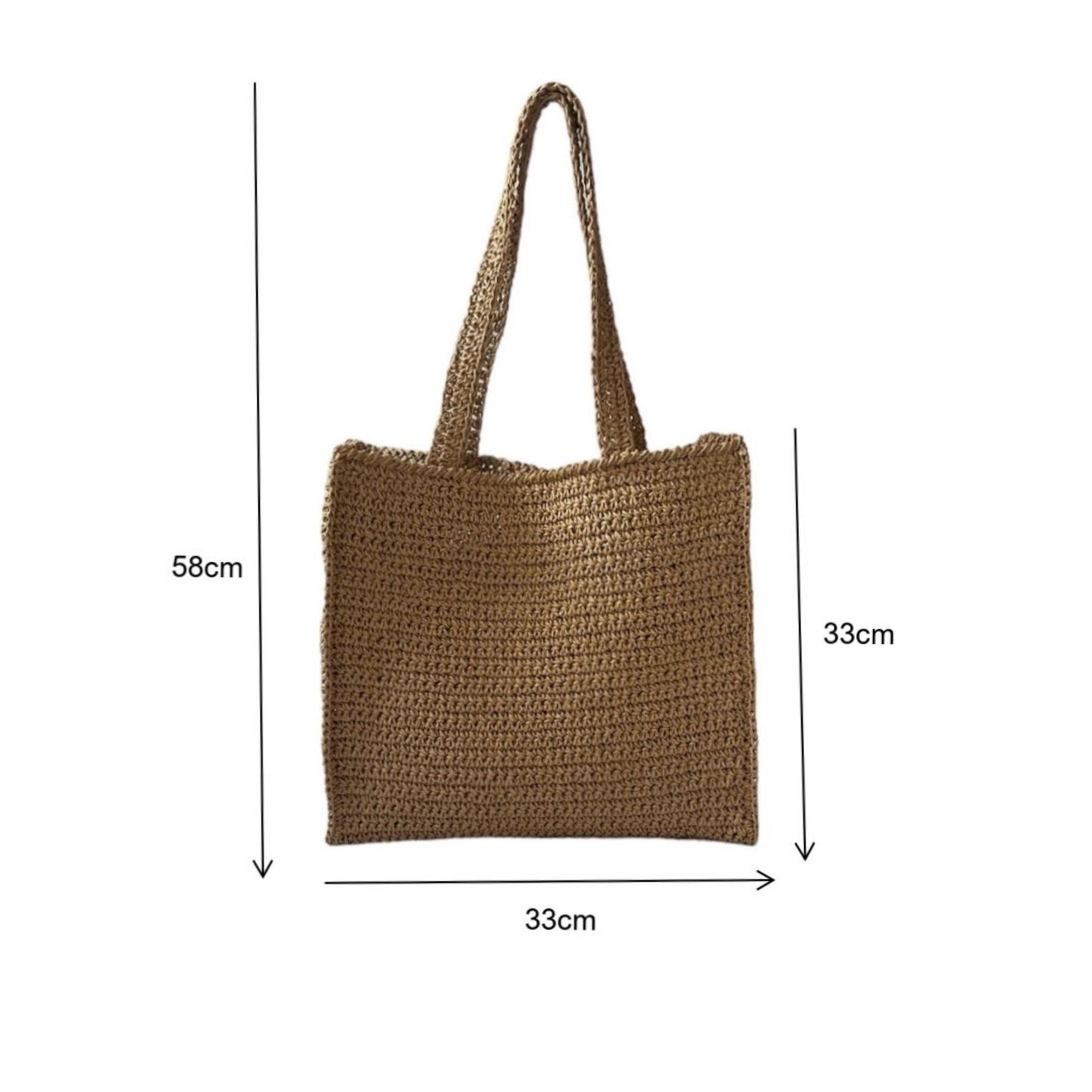 Handmade Raffia Crochet Tote Bag – Eco-Friendly Straw Tote, Natural Summer Beach Bag, Large Shoulder Bag for Everyday Use