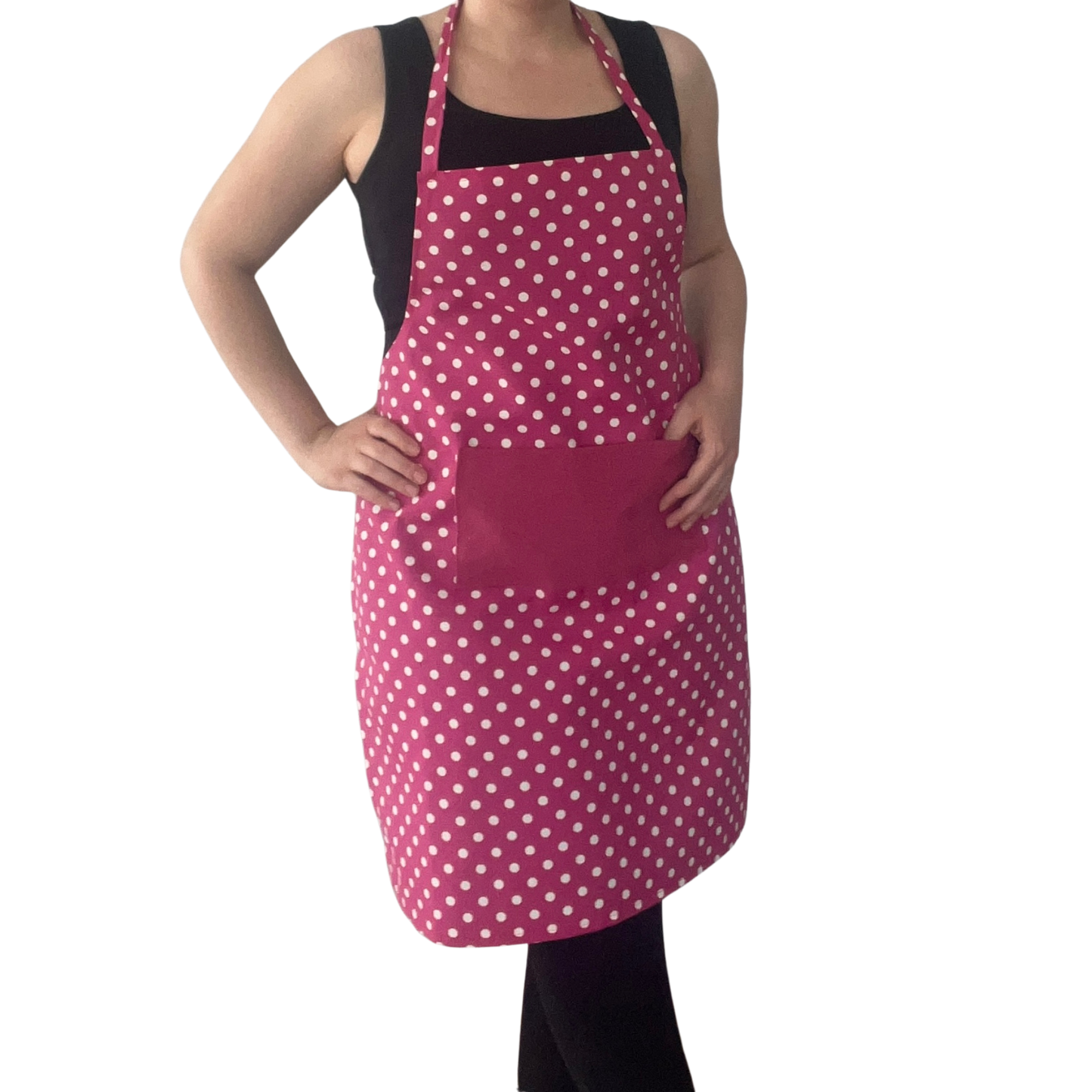 Handmade Polka Dot Apron – Red or Pink | Water-Repellent & Stain-Resistant