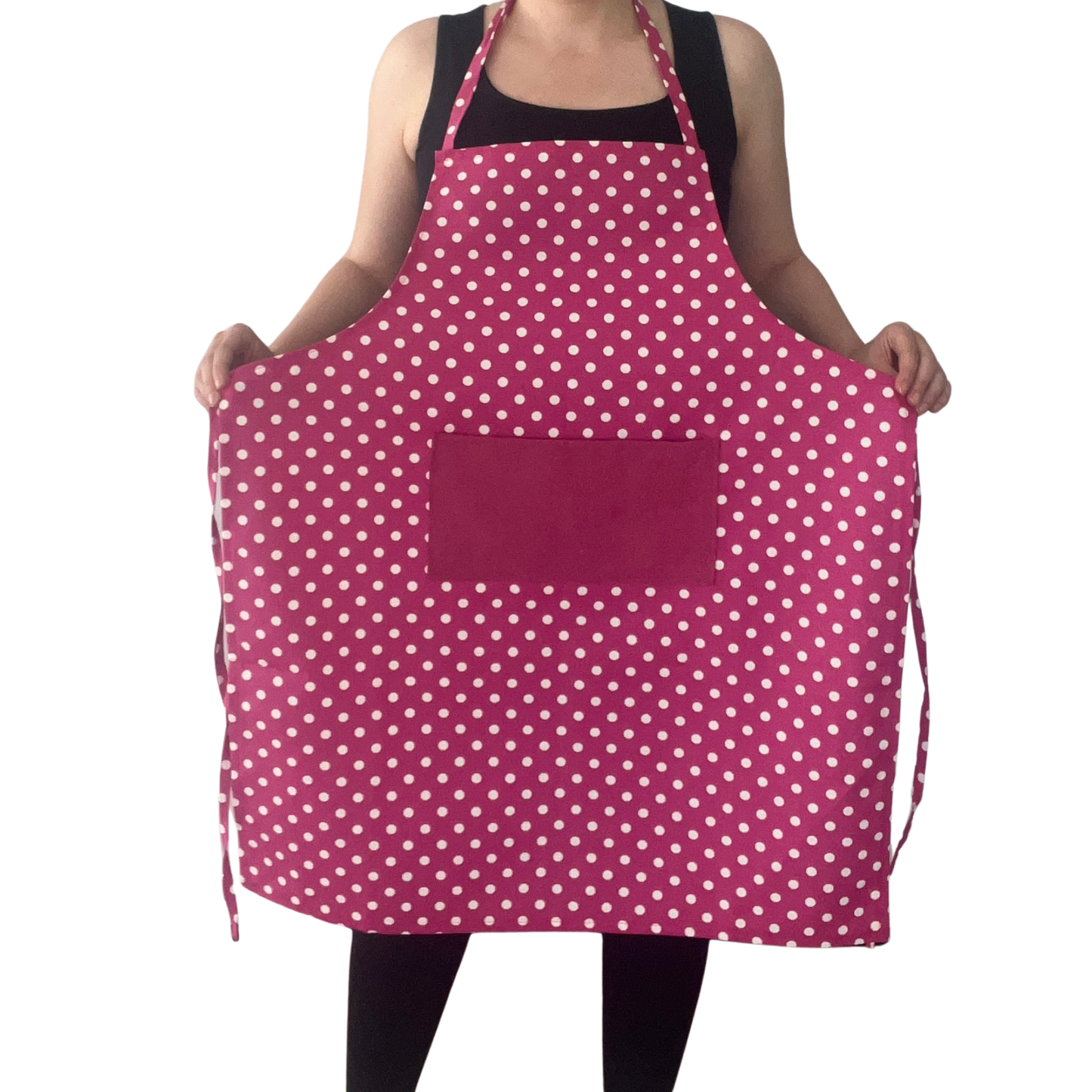 Handmade Polka Dot Apron – Red or Pink | Water-Repellent & Stain-Resistant