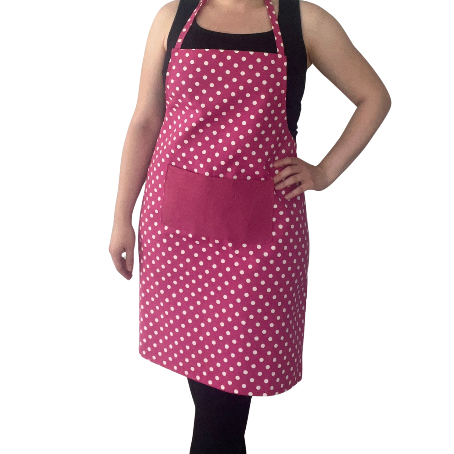 Handmade Polka Dot Apron – Red or Pink | Water-Repellent & Stain-Resistant