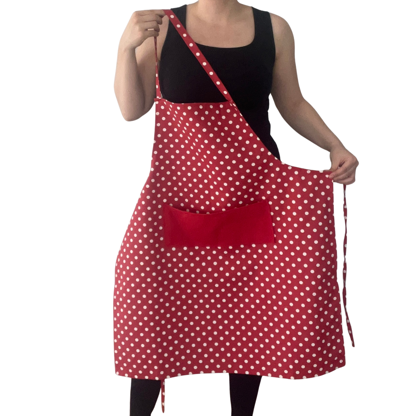 Handmade Polka Dot Apron – Red or Pink | Water-Repellent & Stain-Resistant