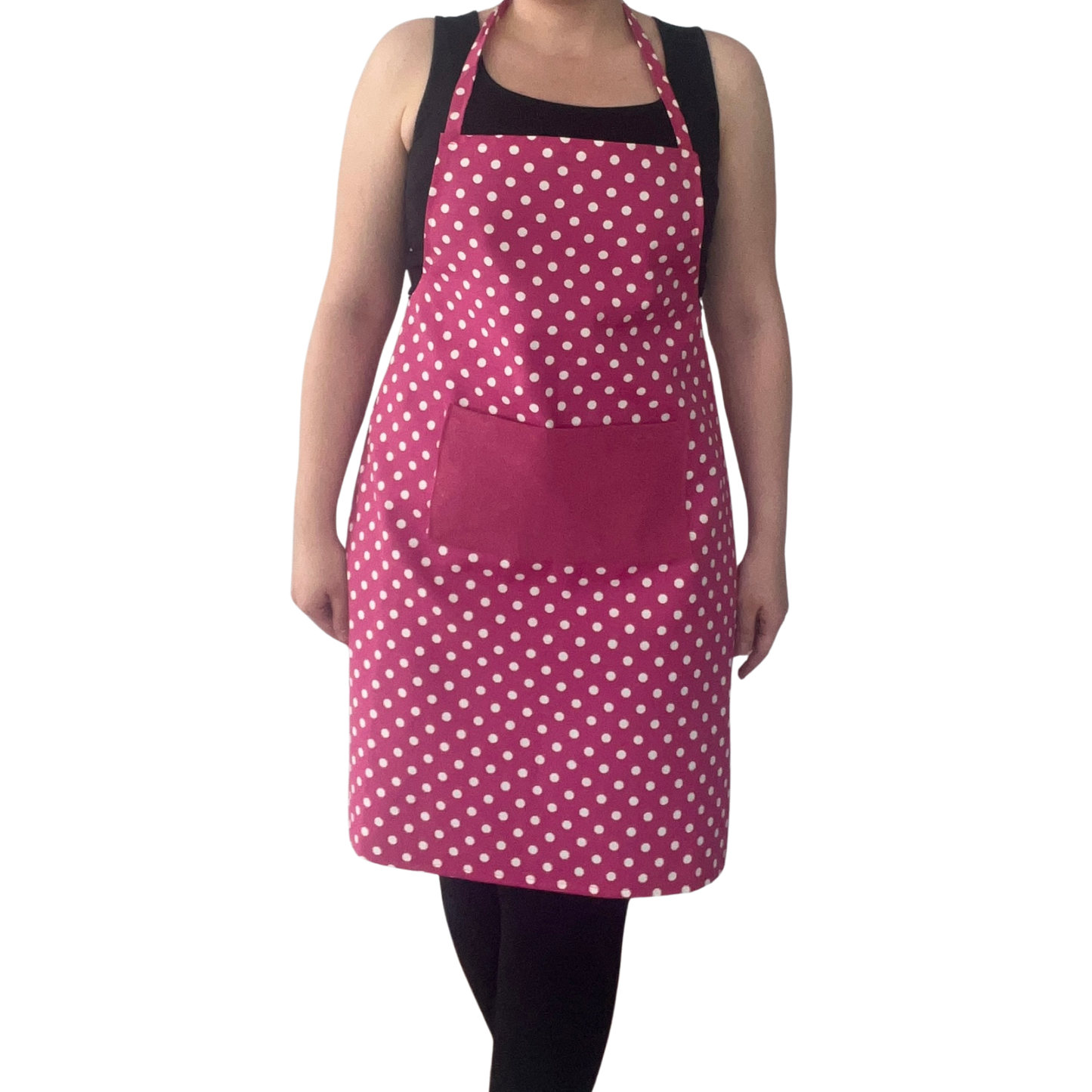 Handmade Polka Dot Apron – Red or Pink | Water-Repellent & Stain-Resistant