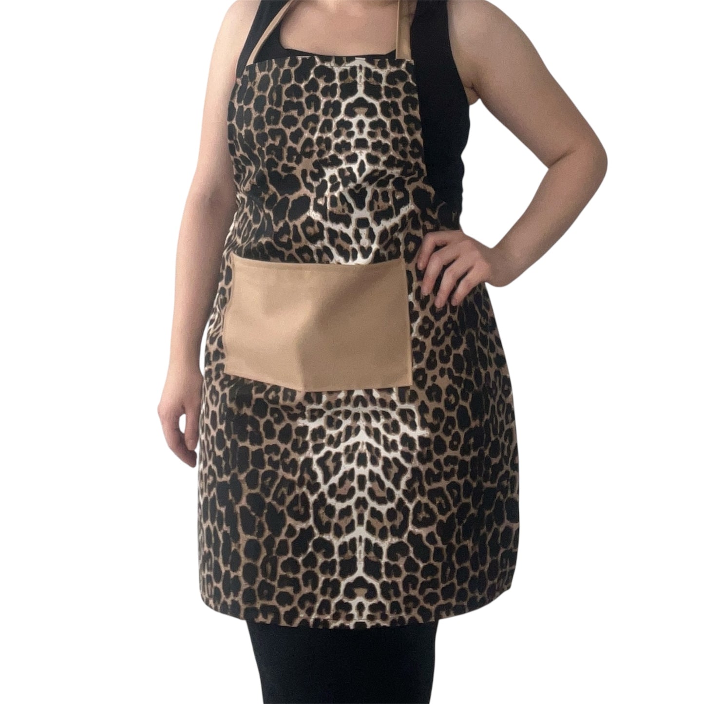 Handmade Leopard Print Apron – Optional Matching Tote | Water-Repellent & Stain-Resistant