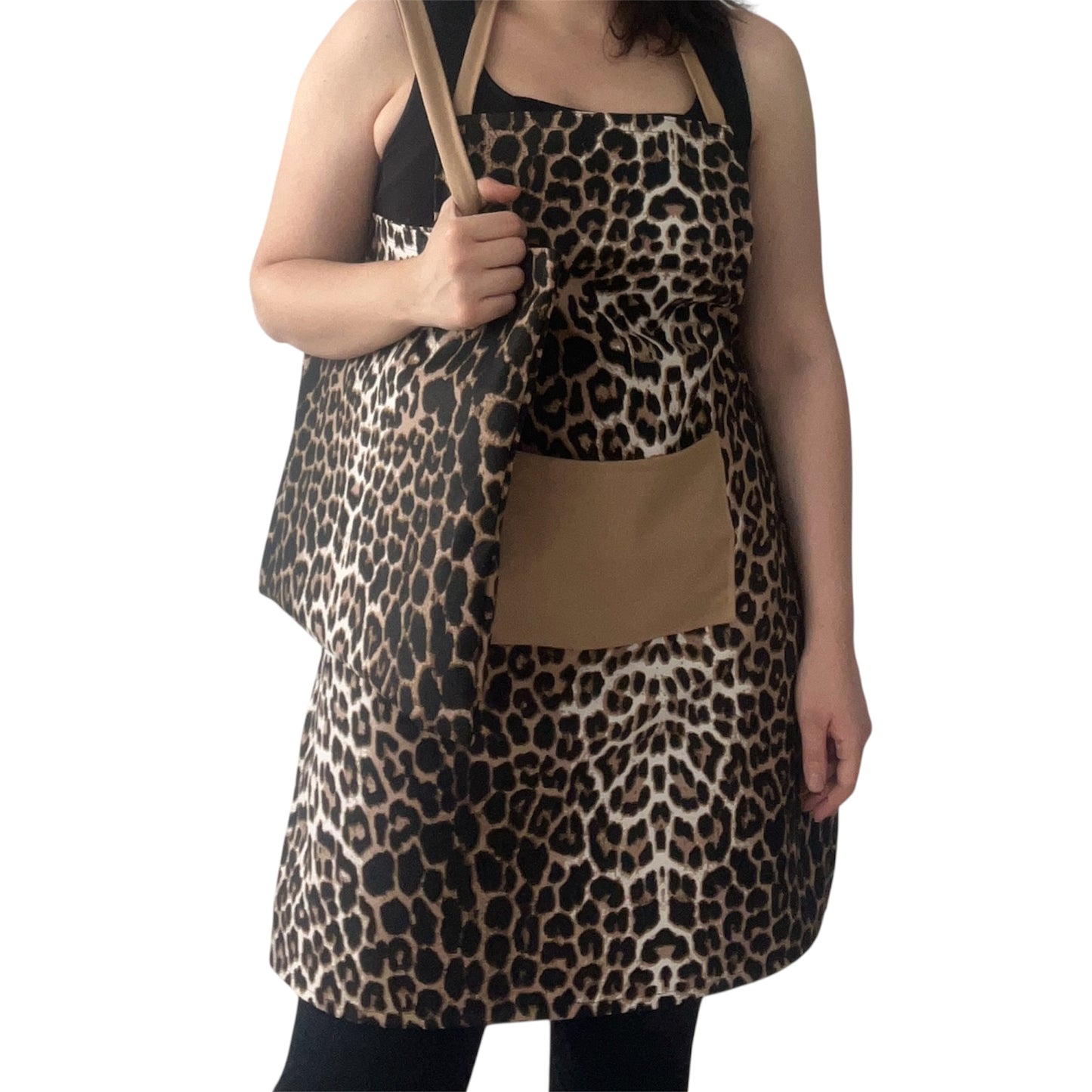 Handmade Leopard Print Apron – Optional Matching Tote | Water-Repellent & Stain-Resistant