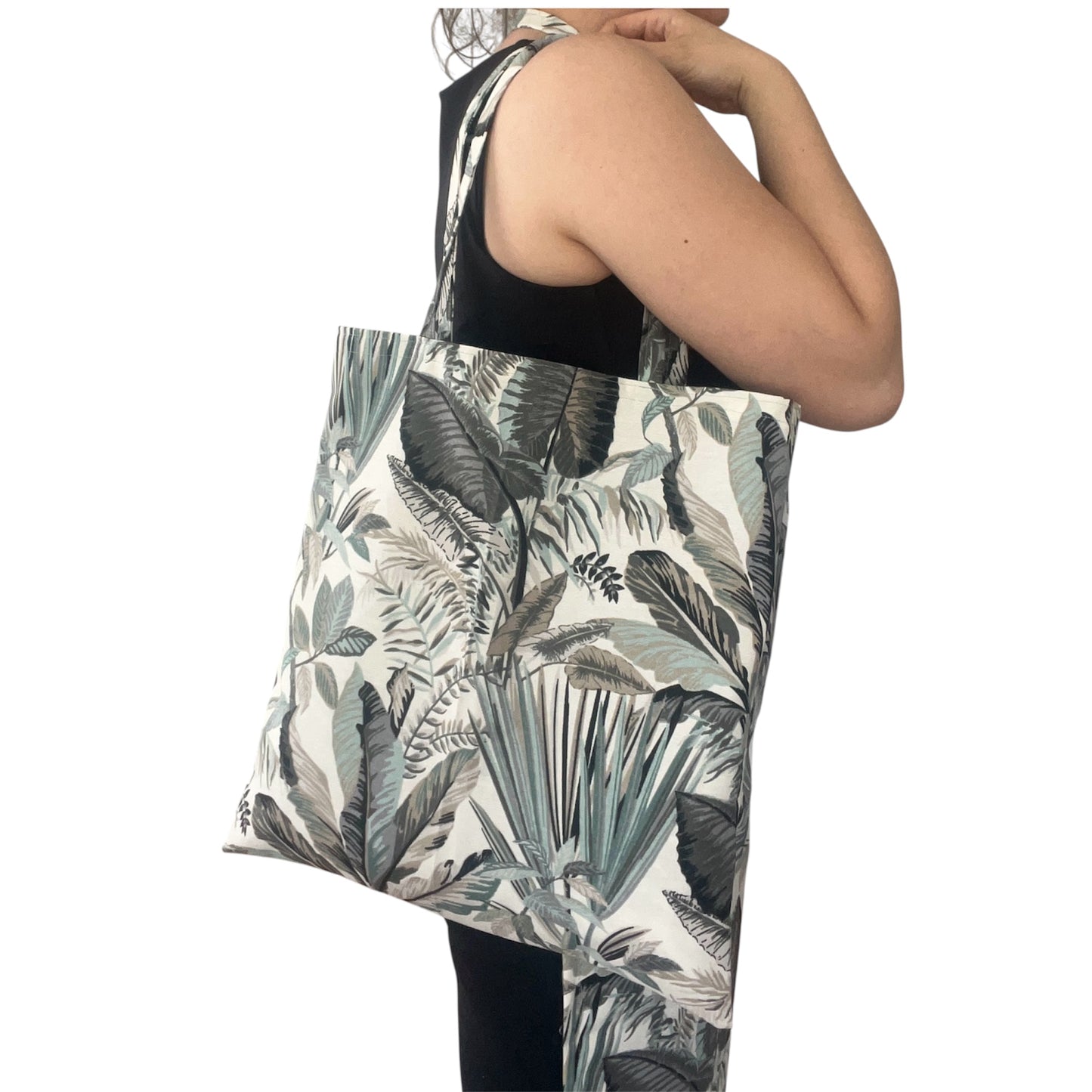 Handmade Botanical Apron & Matching Tote – Water-Repellent Kitchen Apron with Front Pocket – Reusable Bread Bag/Shopping Tote Set