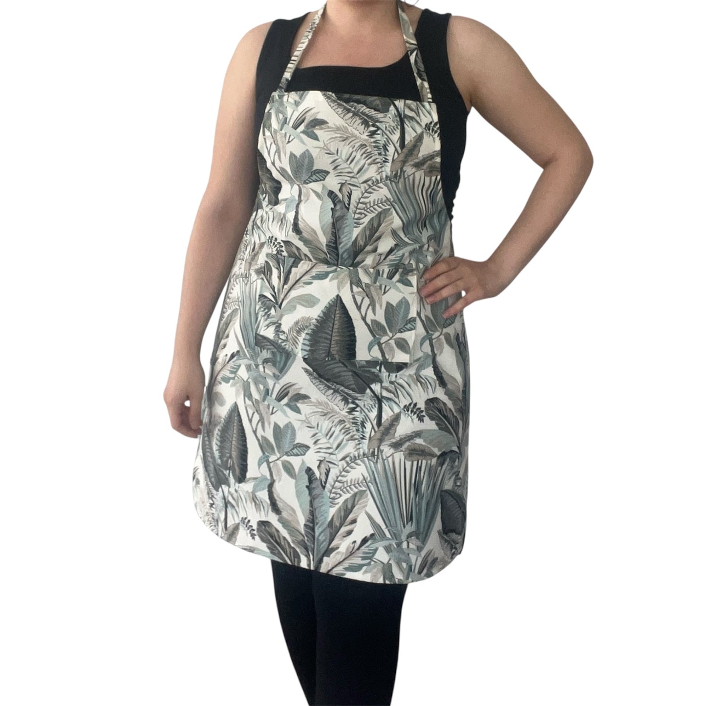 Handmade Botanical Apron & Matching Tote – Water-Repellent Kitchen Apron with Front Pocket – Reusable Bread Bag/Shopping Tote Set