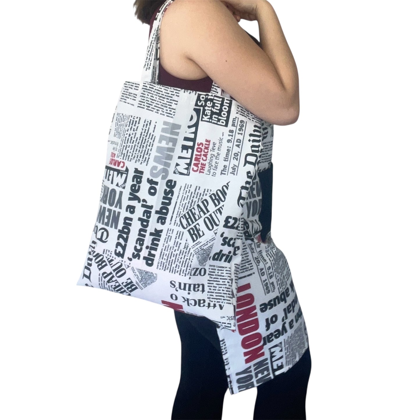 Handmade Newspaper Print Apron – Optional Matching Tote | Water-Repellent, Stain-Resistant