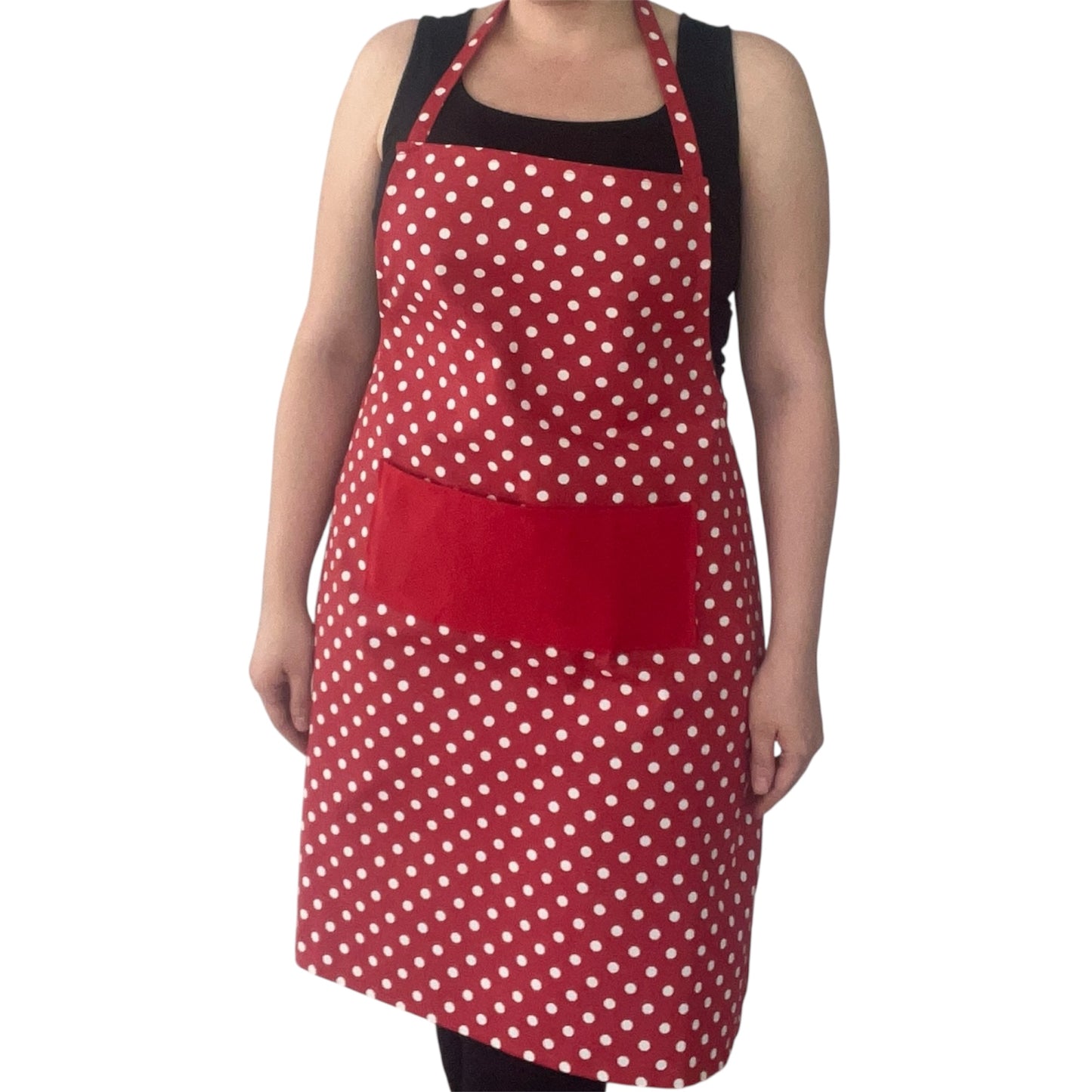Handmade Polka Dot Apron – Red or Pink | Water-Repellent & Stain-Resistant
