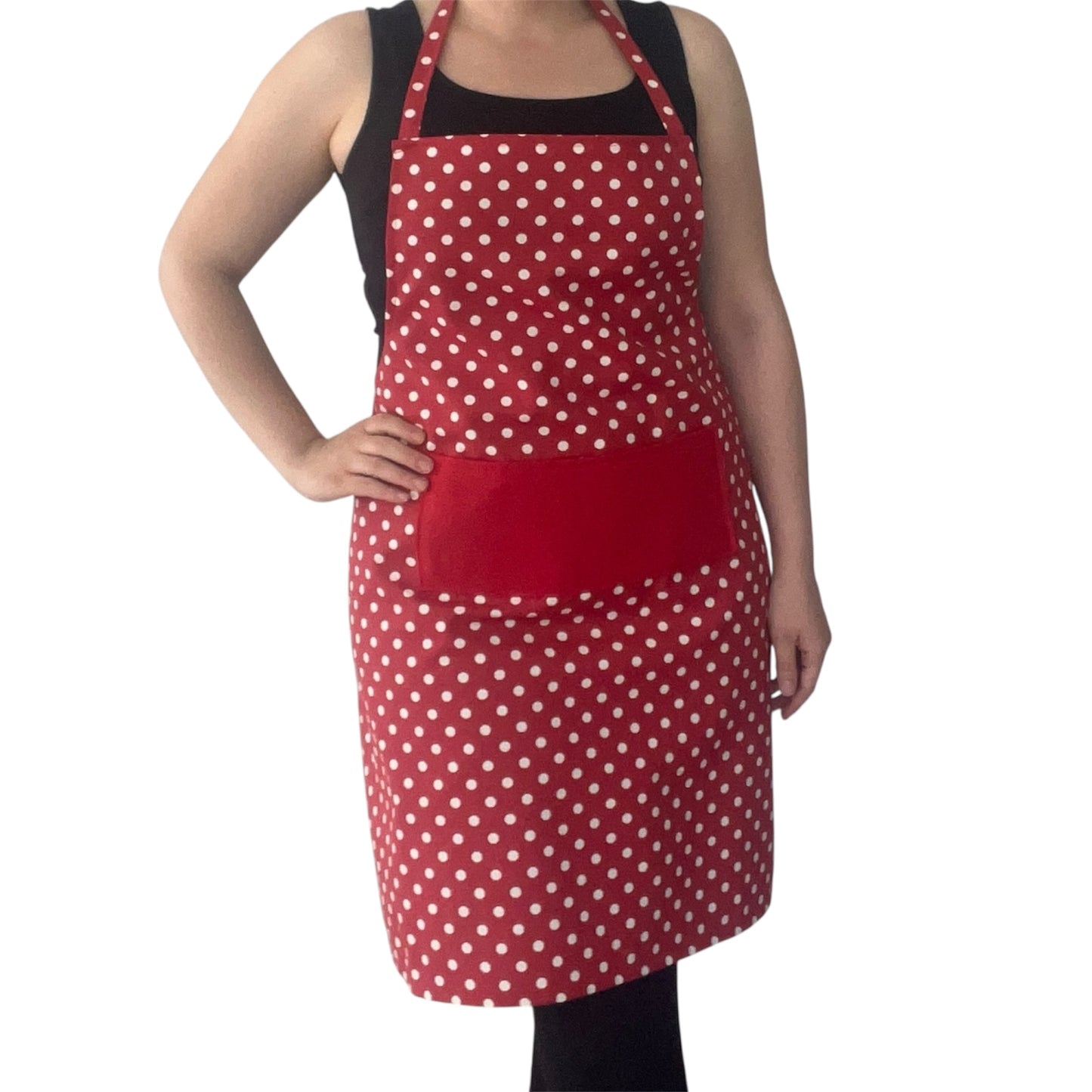 Handmade Polka Dot Apron – Red or Pink | Water-Repellent & Stain-Resistant