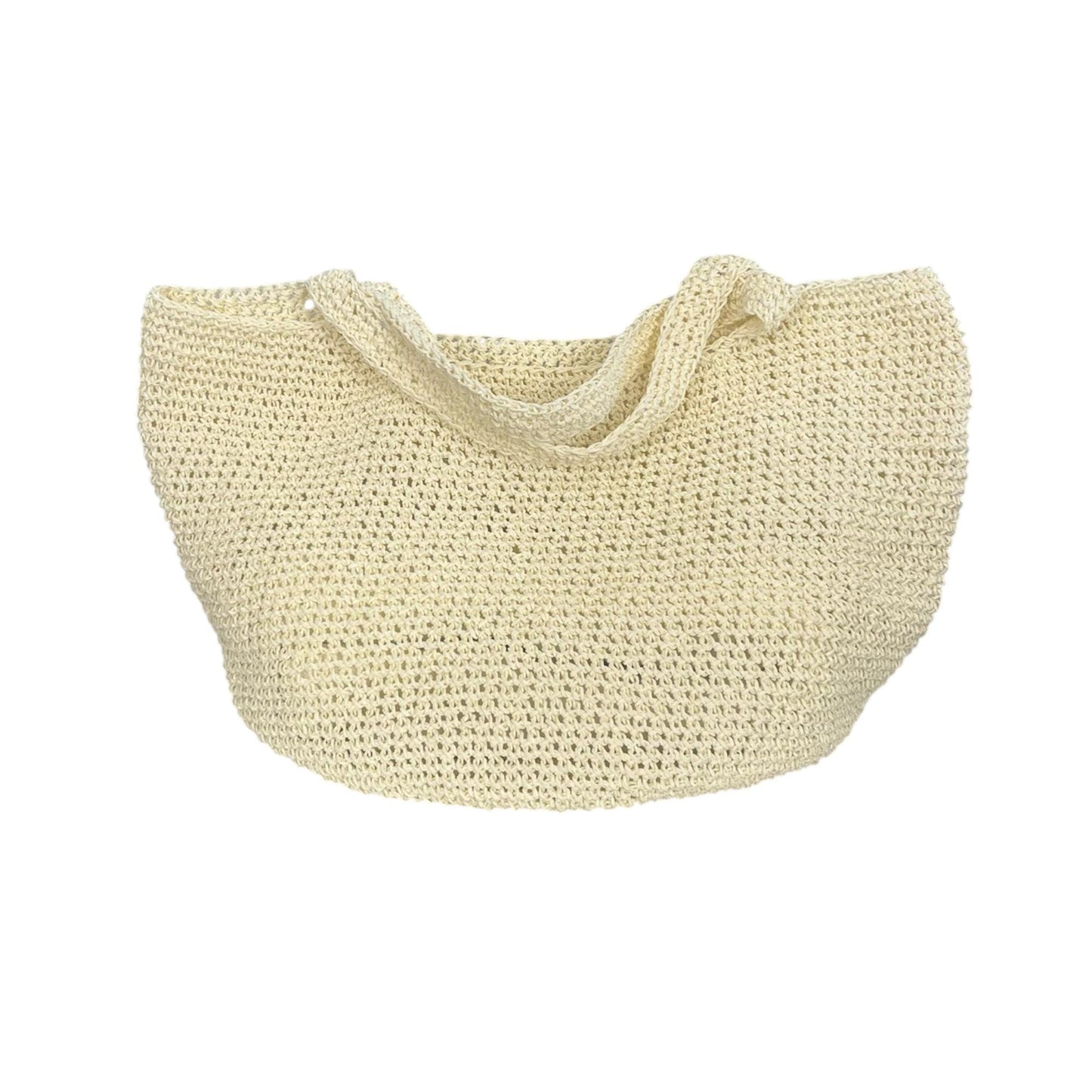Handmade Crochet Solid Tote Bag – Ecru Oversized Summer Beach & Market Bag – Durable Paper Yarn Shoulder Tote
