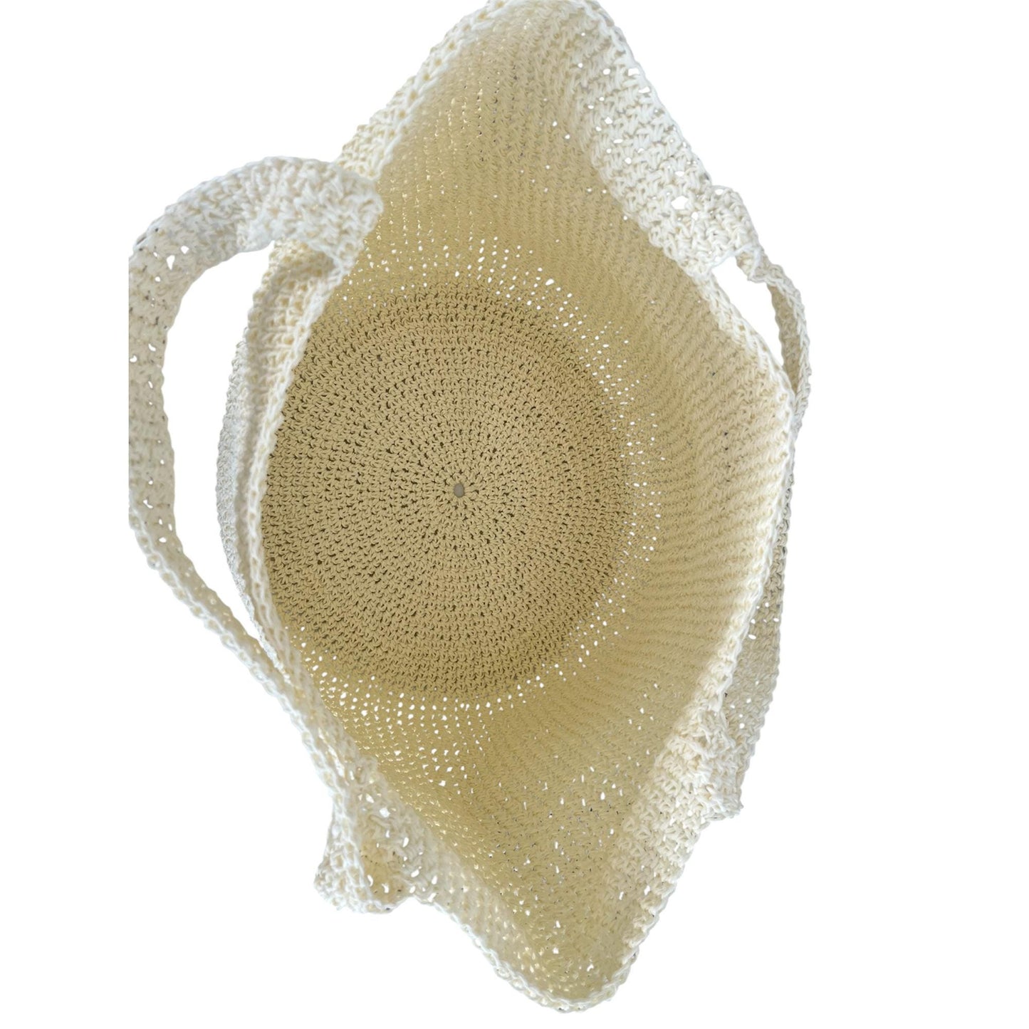 Handmade Crochet Solid Tote Bag – Ecru Oversized Summer Beach & Market Bag – Durable Paper Yarn Shoulder Tote